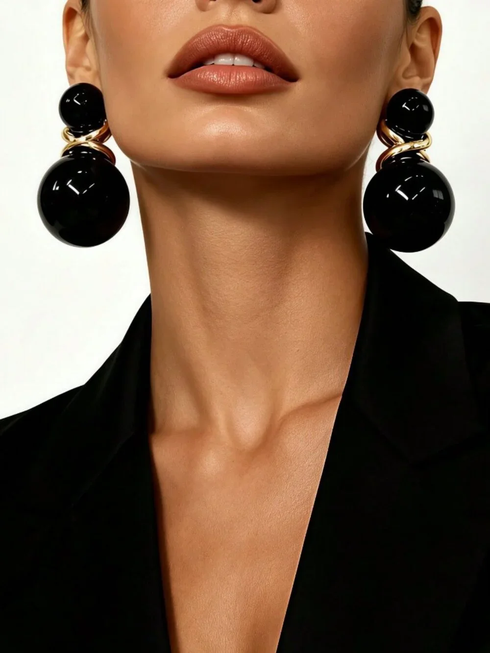 Elegant Women's European Style Metal Intertwined Round Ball Drop Earrings